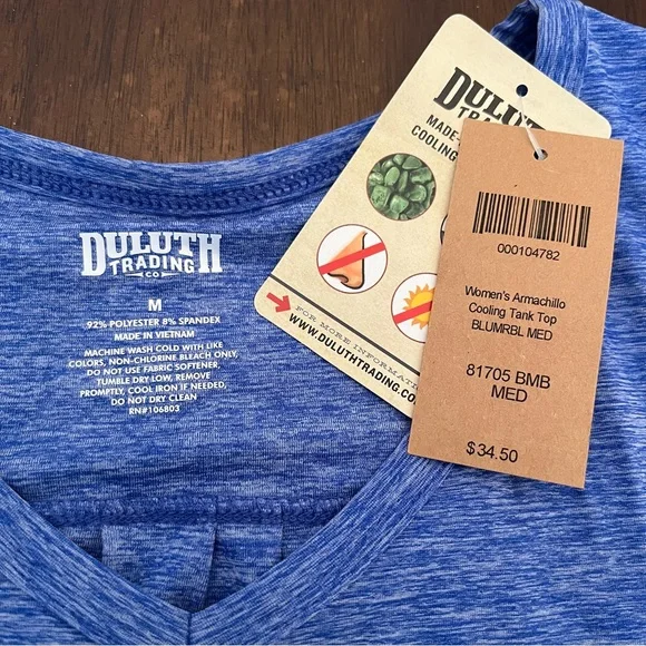 Duluth Women’s Armachillo Cooling Tank Top Blue Heather Size M NEW Quick Dry UPF - Picture 2 of 6